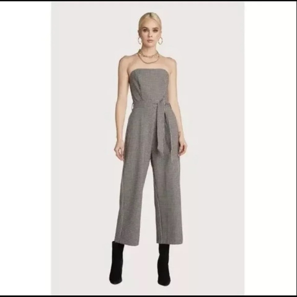Willow Women’s Plaid Strapless Jumpsuit With Tie Waist Size Large - Picture 1 of 8